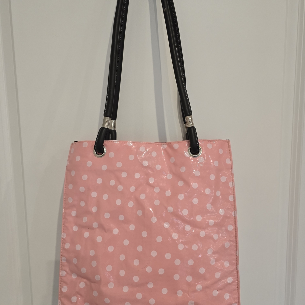 Fleabag Pink Polka Dot Tote Bag,‎ Oil Cloth, Girls, Diaper, Waterproof